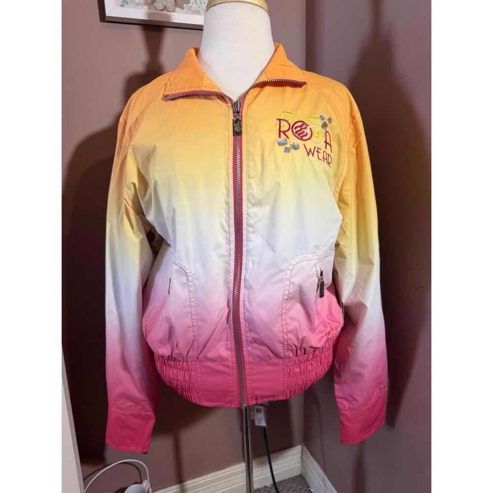 Roca Wear Jacket Womens XL Gradient Embroidered Ombre Rhinestone New